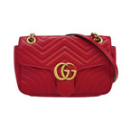 Gucci GG Marmont Small Leather V-stitch Quilted Double G Logo Flap Shoulder Bag 250603781221115