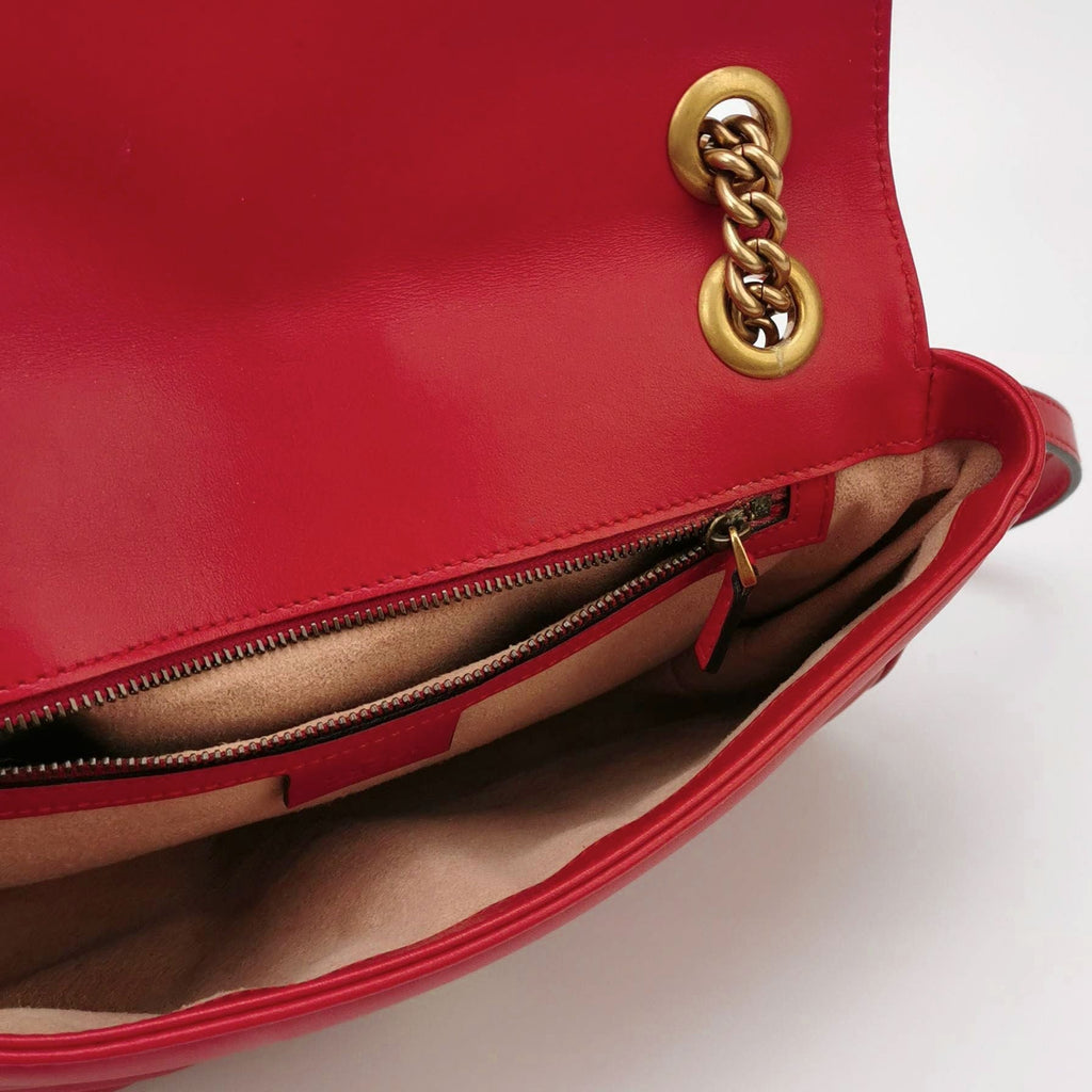 Gucci GG Marmont Small Leather V-stitch Quilted Double G Logo Flap Shoulder Bag 250603781221115