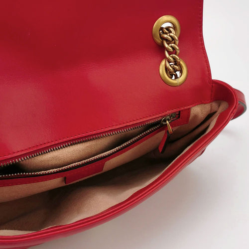 Gucci GG Marmont Small Leather V-stitch Quilted Double G Logo Flap Shoulder Bag 250603781221115