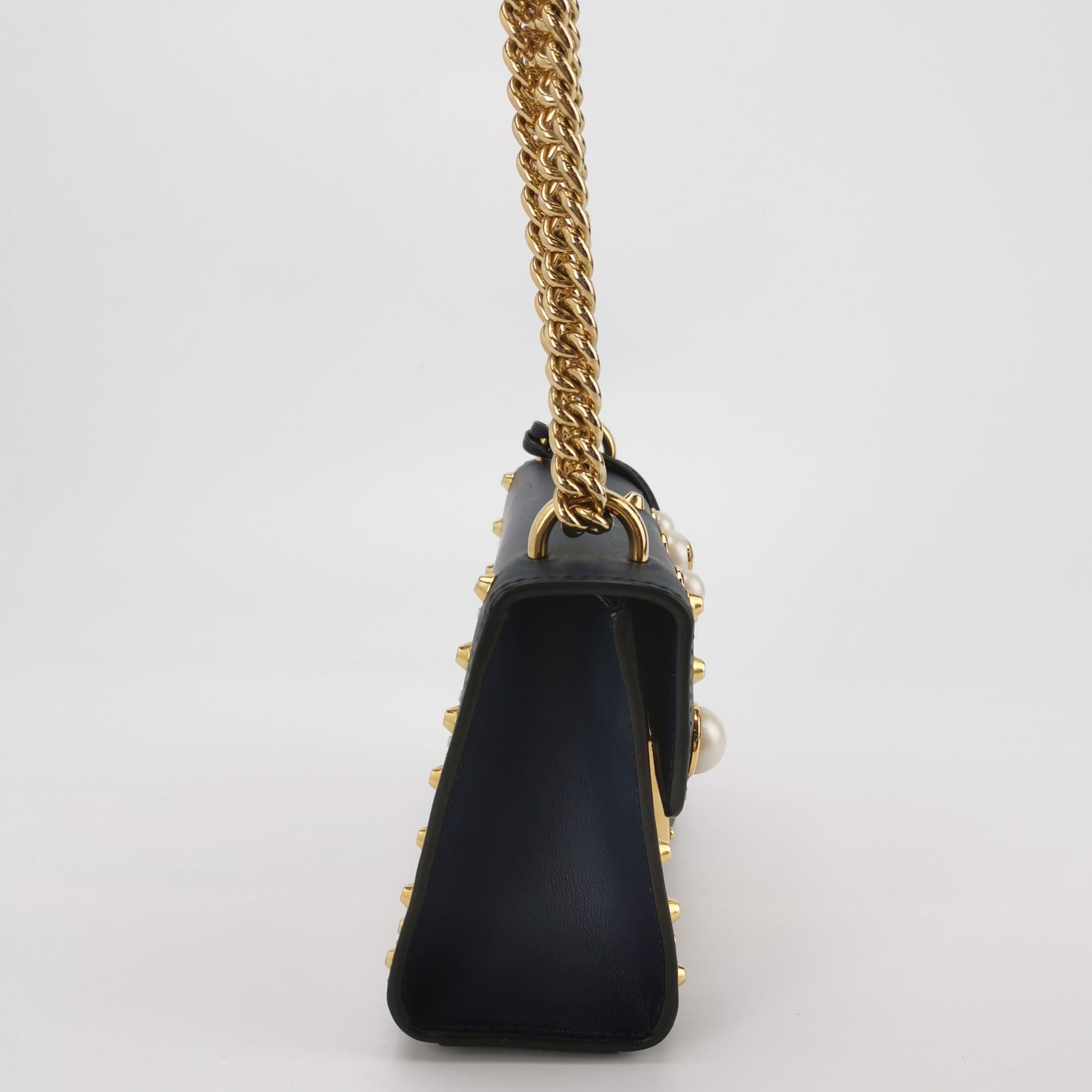 Gucci Padlock Small Leather Shoulder Bag with Pearl Studs and Lock 250602781219804