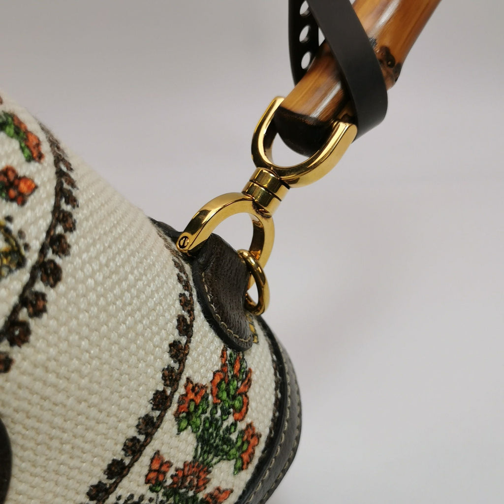 Gucci Bamboo1947 Medium Leather and Canvas Shoulder Bag 250603781220368