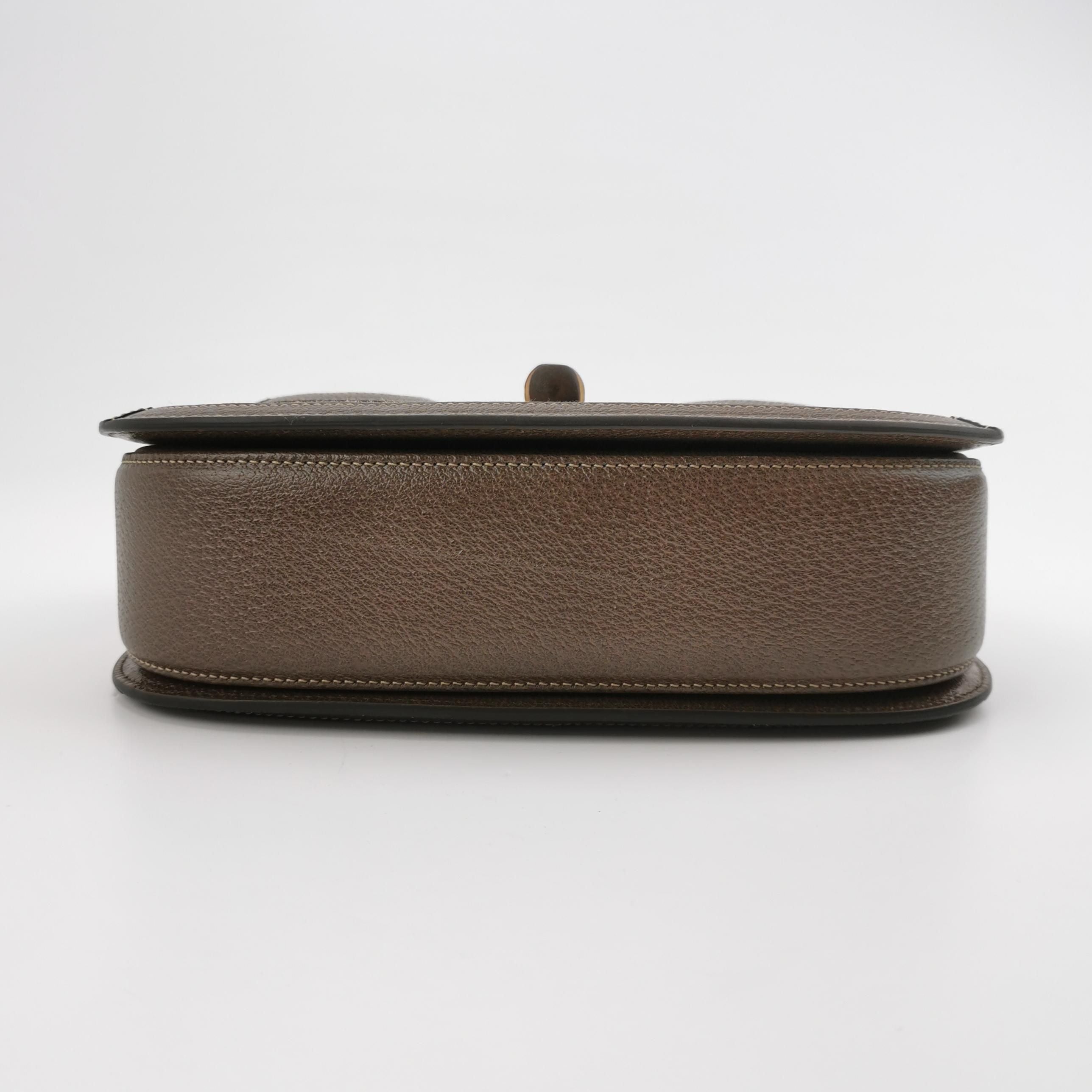 Gucci Bamboo1947 Medium Leather and Canvas Shoulder Bag 250603781220368