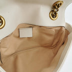 Gucci GG Marmont Mini Leather Solid Chevron Quilted Double G Logo Flap Shoulder Bag 067850500676