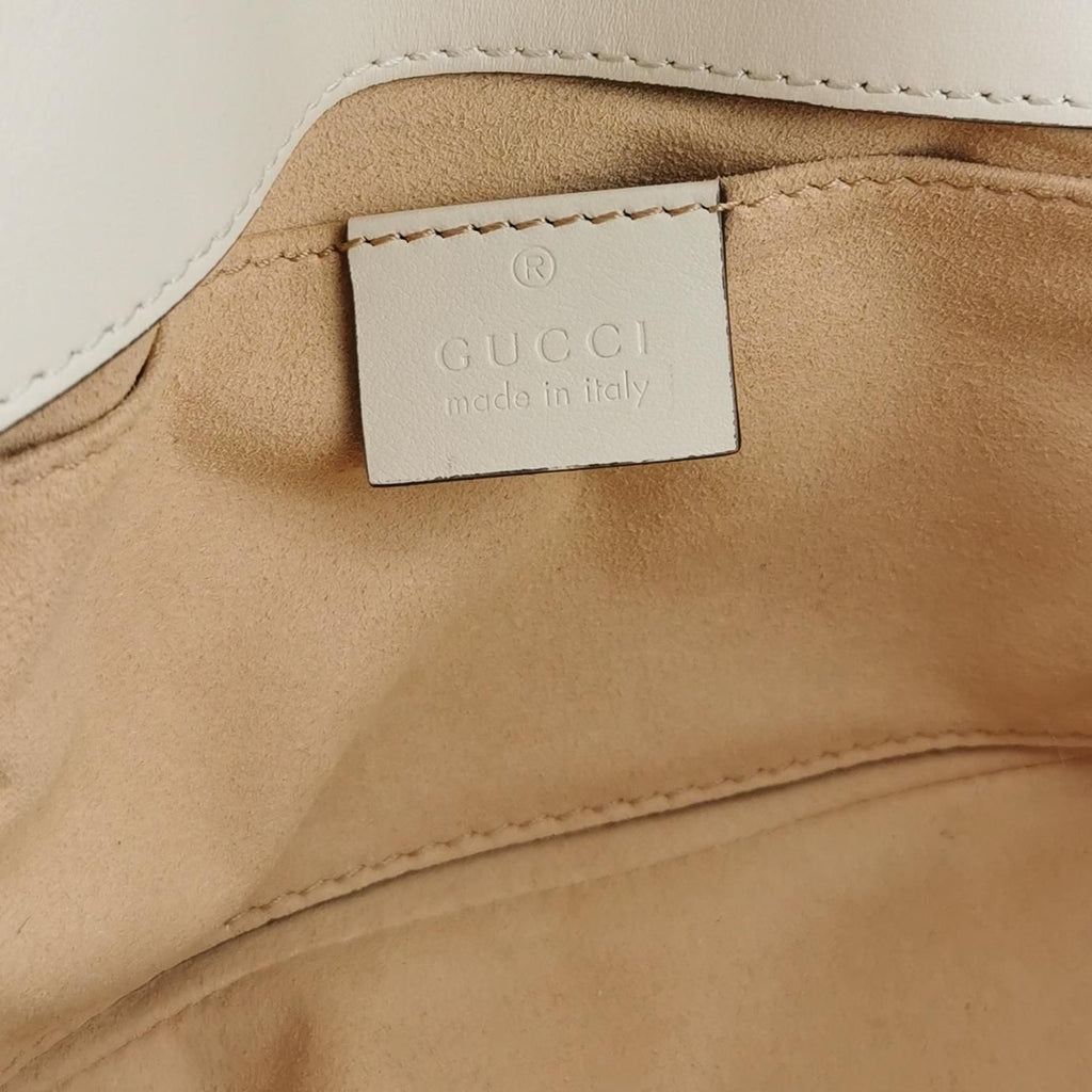 Gucci GG Marmont Mini Leather Solid Chevron Quilted Double G Logo Flap Shoulder Bag 067850500676