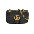 Gucci GG Marmont Mini Leather V-Stitch Double G Logo Flap Shoulder Bag 250604781222427