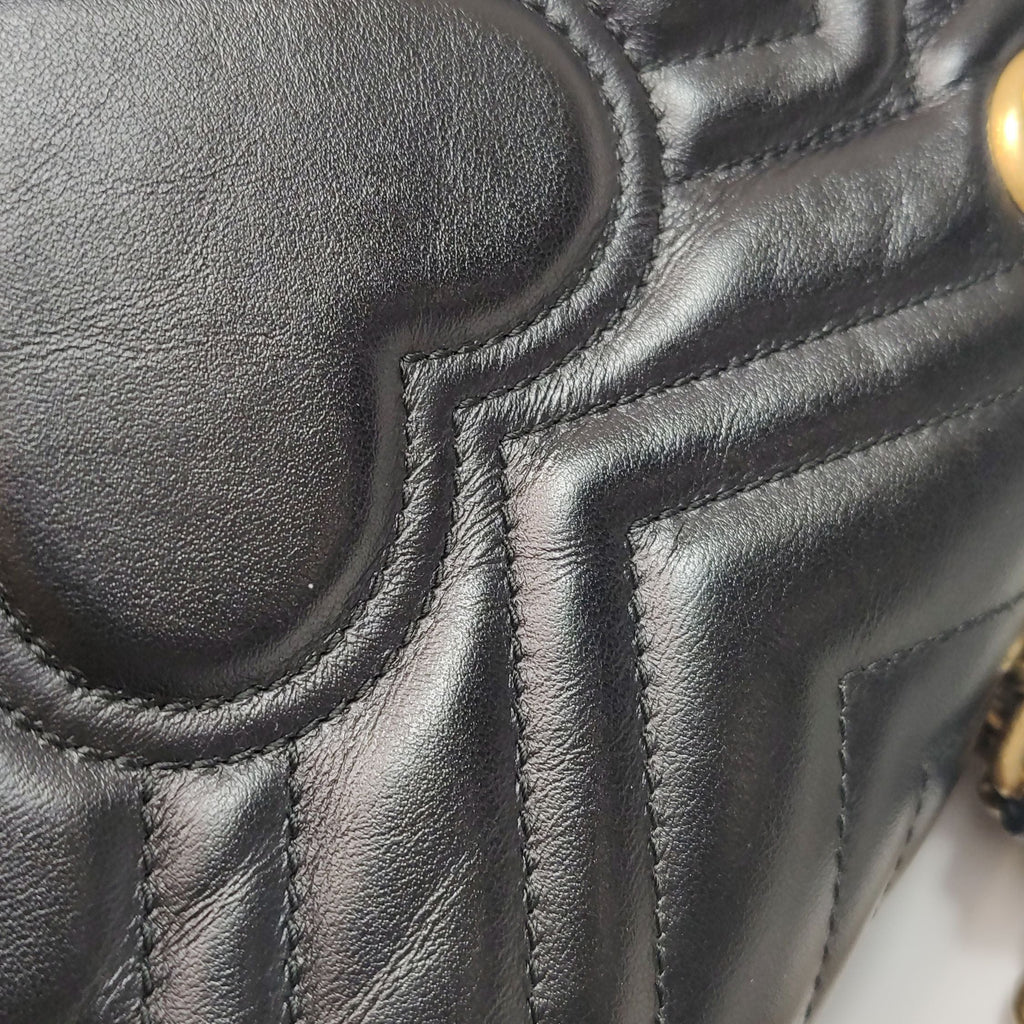 Gucci GG Marmont Mini Leather V-Stitch Double G Logo Flap Shoulder Bag 250604781222427
