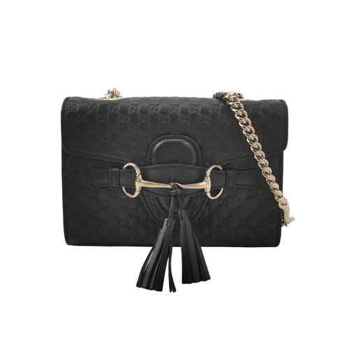 Gucci Emily Mini Signature Embossed Tassel Horsebit Crossbody Shoulder Bag 250602781218710