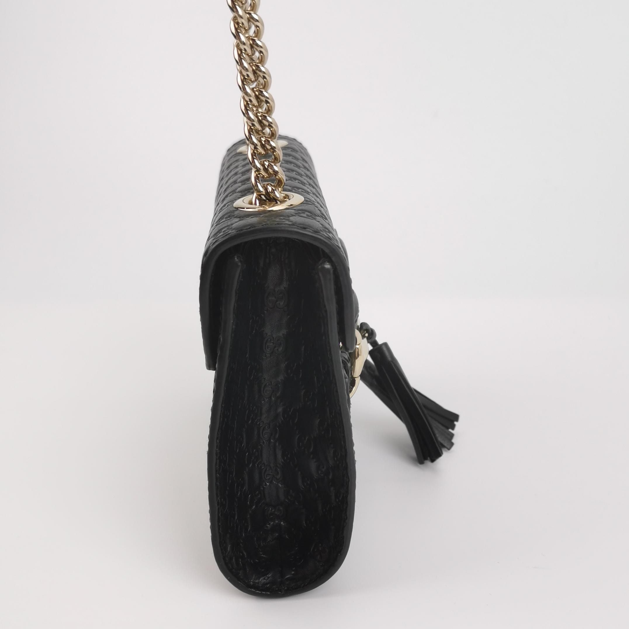 Gucci Emily Mini Signature Embossed Tassel Horsebit Crossbody Shoulder Bag 250602781218710