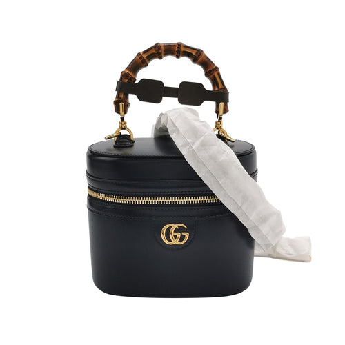 Gucci Mini Leather Solid GG Logo Bamboo Handle Shoulder Bag 250603781221193