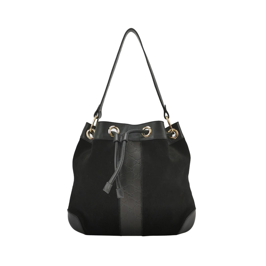 Gucci Suede GG Canvas Drawstring Shoulder Bag 250602781219245