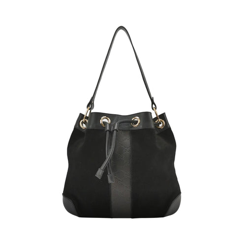 Gucci Suede GG Canvas Drawstring Shoulder Bag 250602781219245