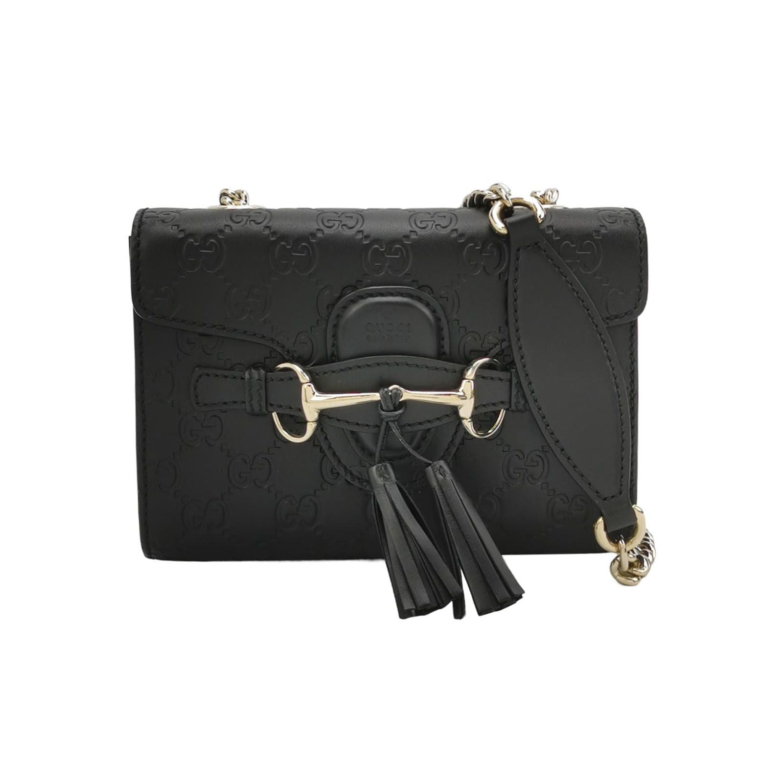 Gucci Emily Mini Leather Crossbody Bag with Tassel and Horsebit Detail 250602781218703