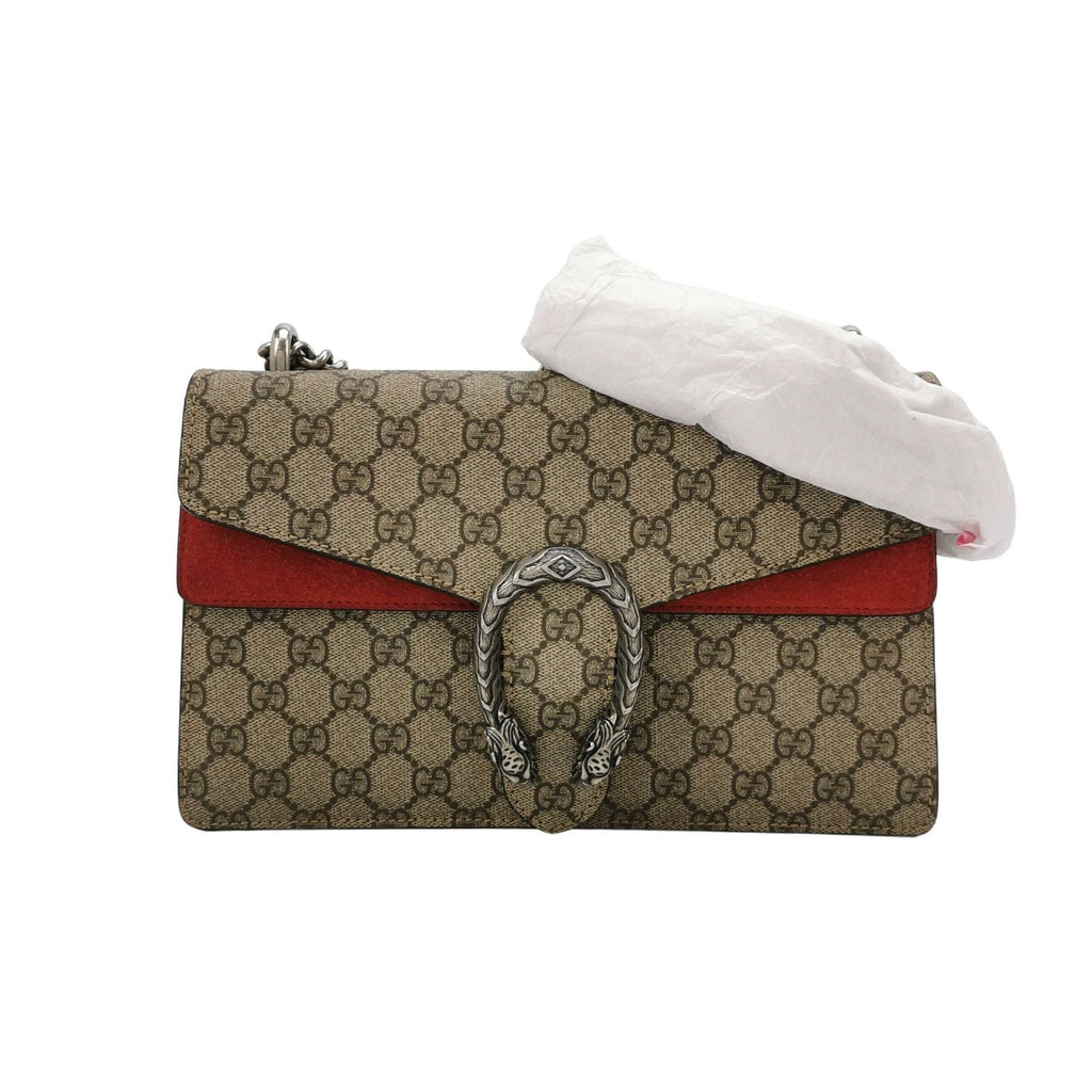 Gucci Dionysus Small GG Supreme Suede Shoulder Bag with Double Tiger Head Buckle 250603781220985