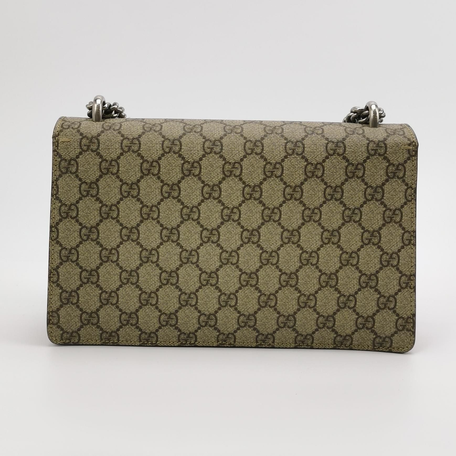Gucci Dionysus Small GG Supreme Suede Shoulder Bag with Double Tiger Head Buckle 250603781220985