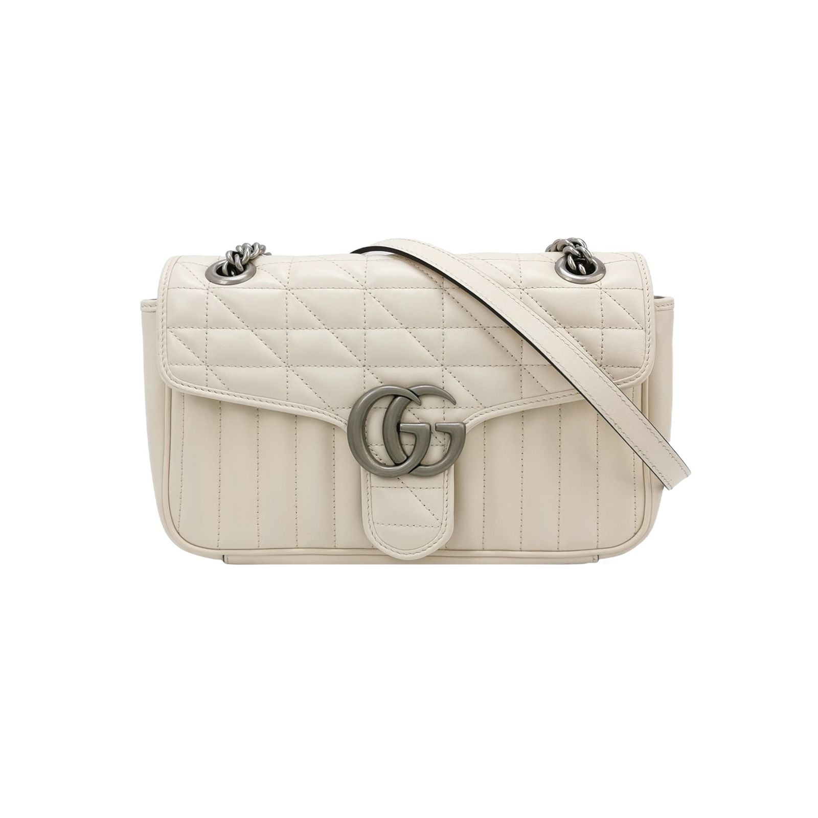 Gucci GG Marmont Small Leather Solid Quilted GG Logo Shoulder Bag 067850400767