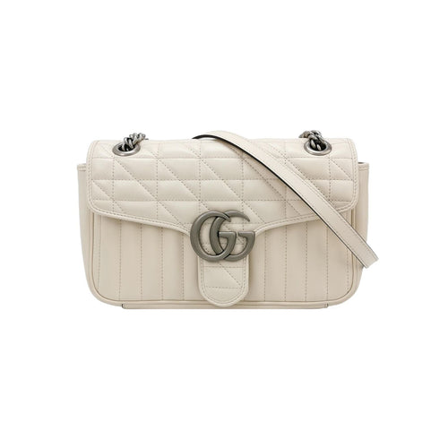 Gucci GG Marmont Small Leather Solid Quilted GG Logo Shoulder Bag 067850400767