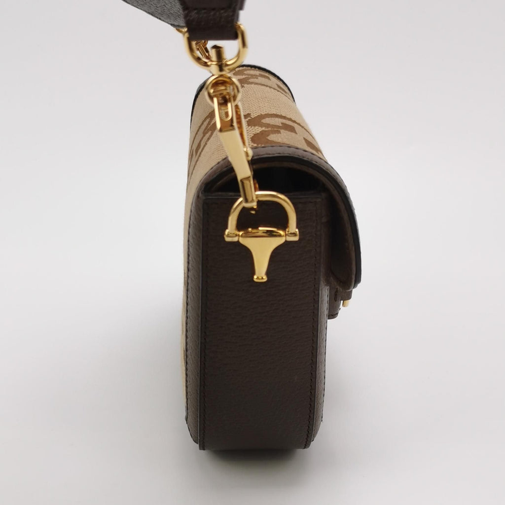 Gucci 1955 Mini Leather Canvas GG Supreme Horsebit Shoulder Bag 250529781214131