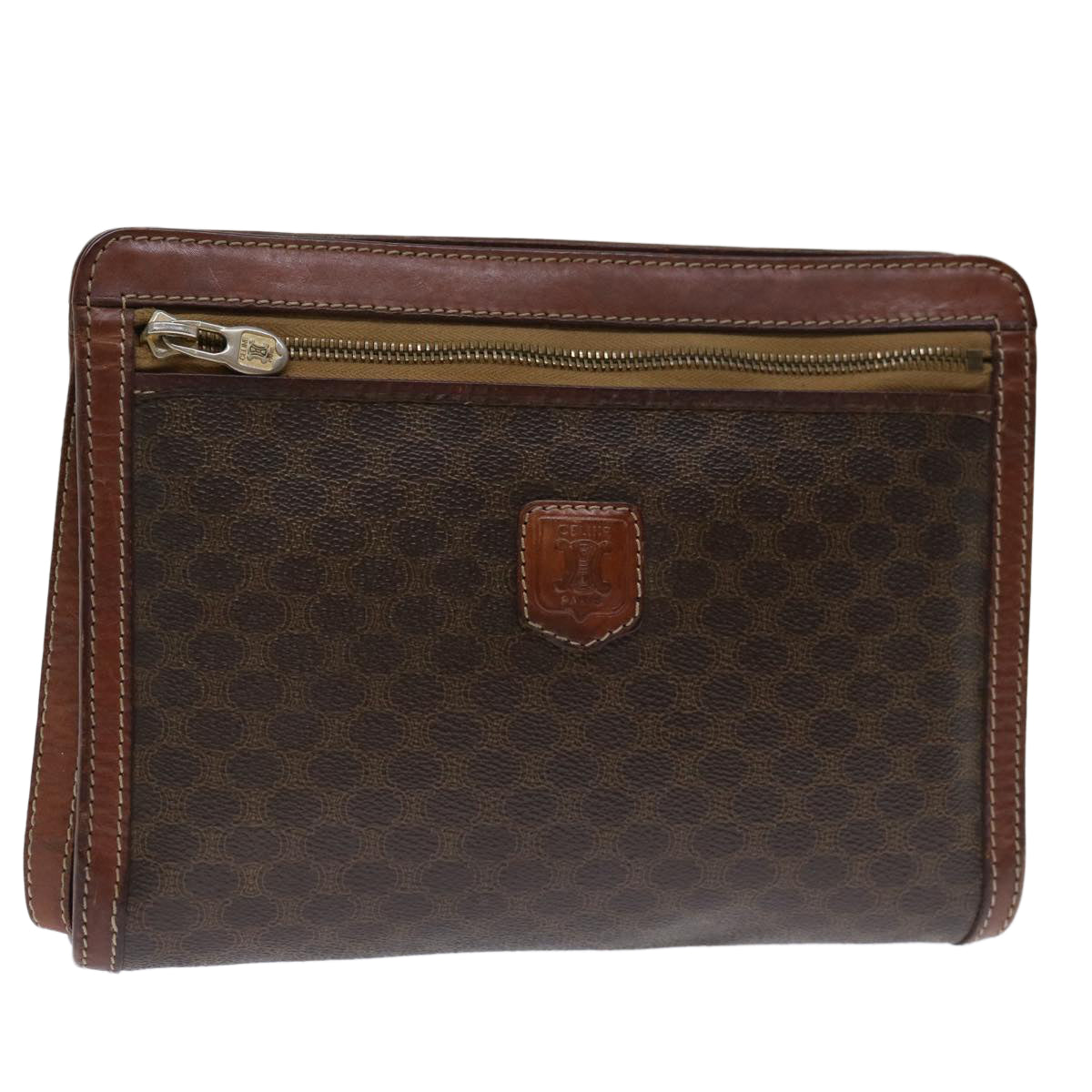 CELINE Macadam Canvas Clutch Bag PVC Brown  68503