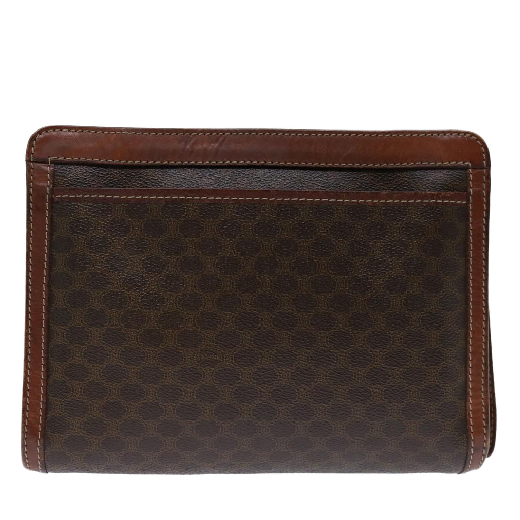 CELINE Macadam Canvas Clutch Bag PVC Brown  68503
