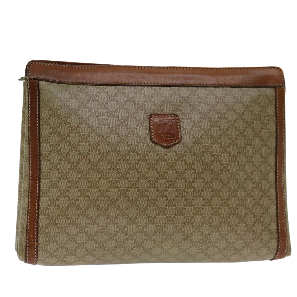 CELINE Macadam Canvas Clutch Bag Beige  68510
