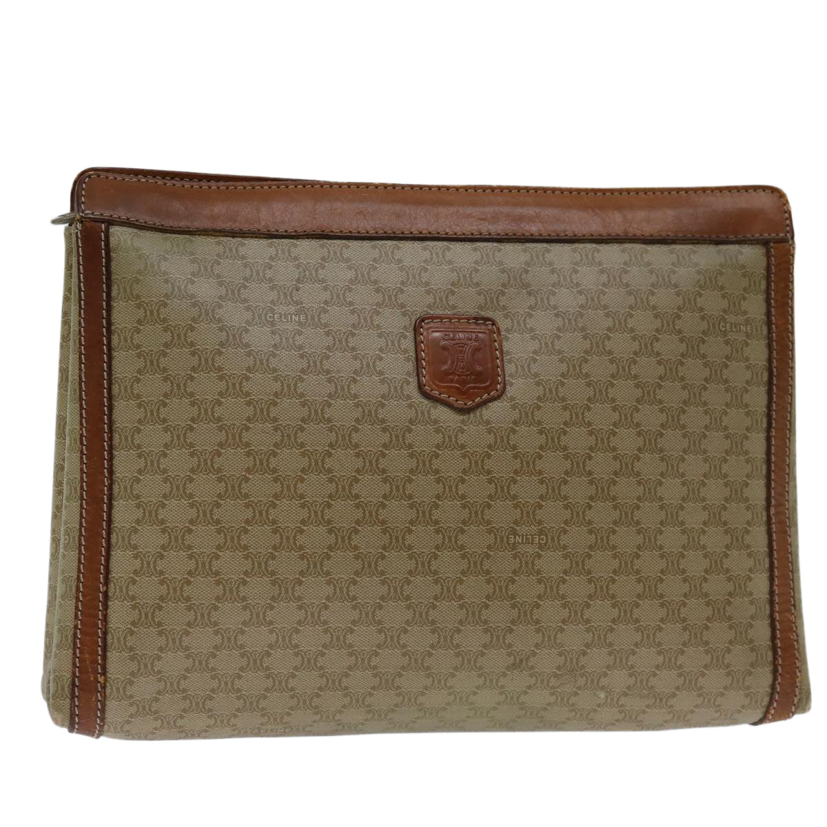 CELINE Macadam Canvas Clutch Bag Beige  68510