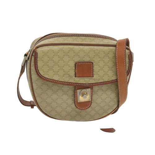 CELINE Macadam Canvas Shoulder Bag Beige  68512