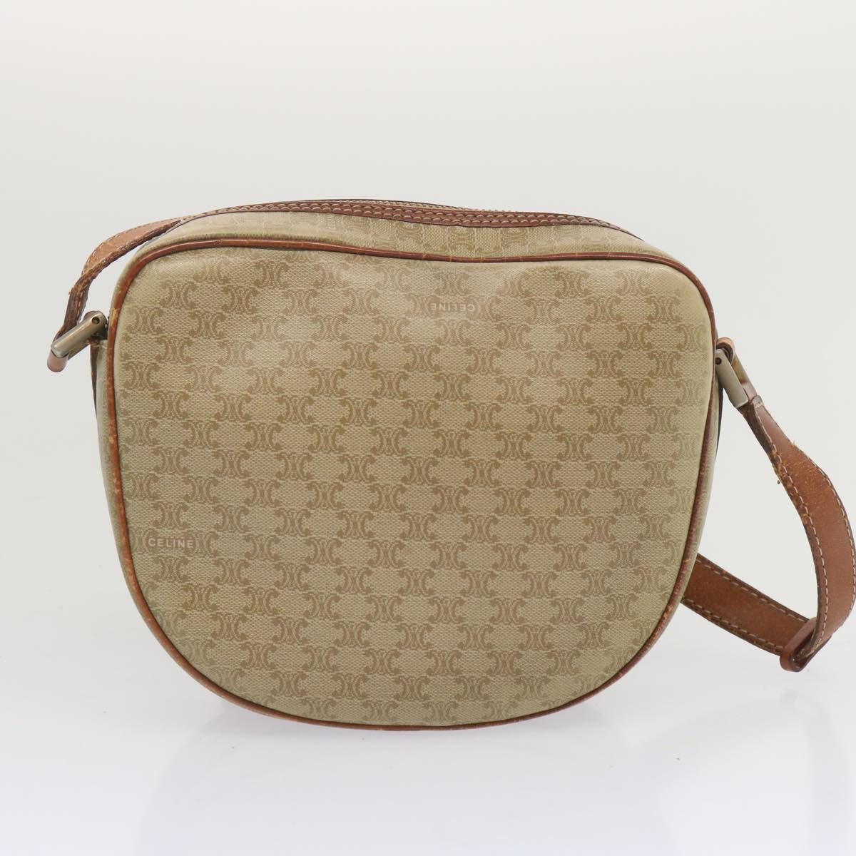 CELINE Macadam Canvas Shoulder Bag Beige  68512