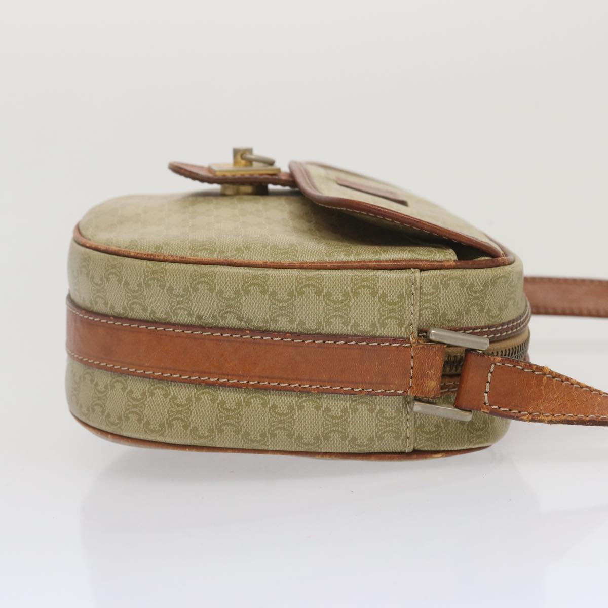 CELINE Macadam Canvas Shoulder Bag Beige  68512