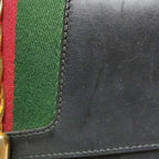Gucci Sylvie Small Leather Shoulder Bag with Ribbon and Metal Buckle 067851400243