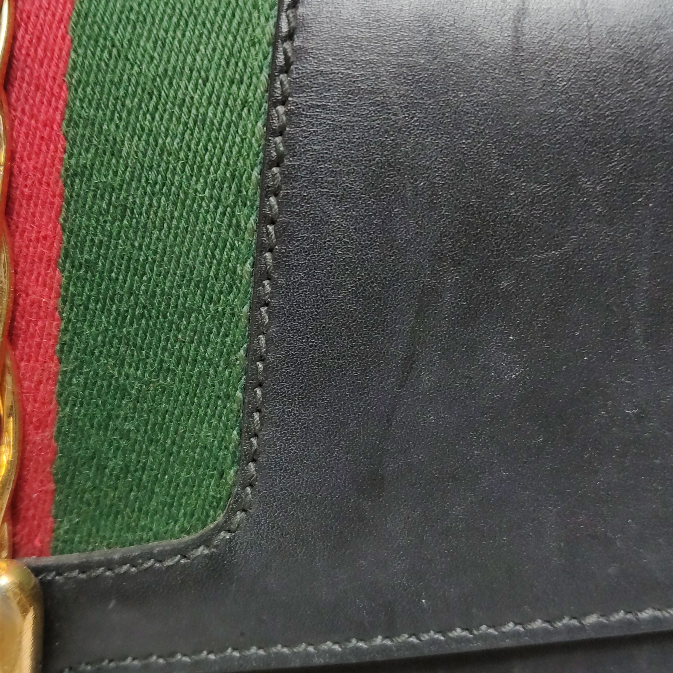 Gucci Sylvie Small Leather Shoulder Bag with Ribbon and Metal Buckle 067851400243
