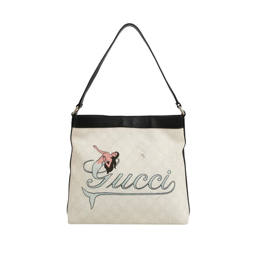 Gucci Leather Shoulder Bag with Monogram Logo and Mermaid Pattern 250611781233003