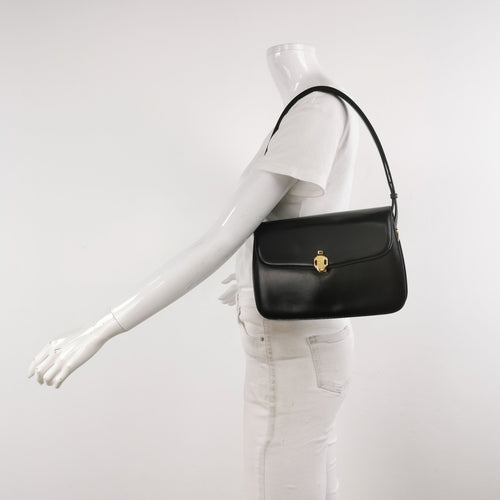 Gucci Leather Solid Metal Logo Vintage Shoulder Bag 250608781228532