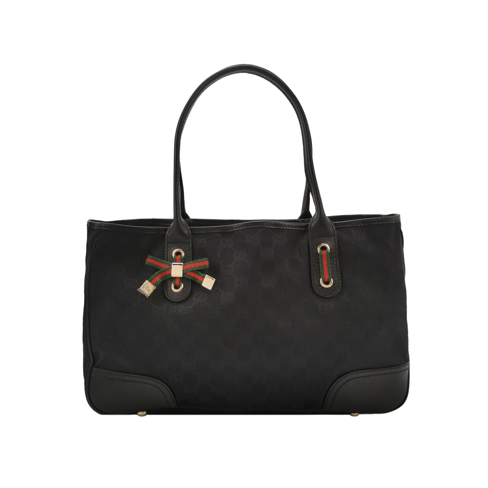 Gucci Leather Canvas Monogram Shoulder Bag with Bow 067851000155