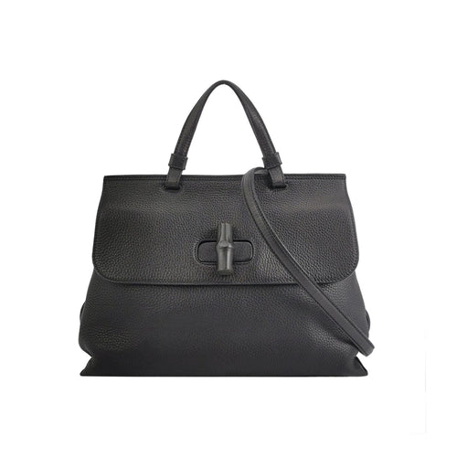 Gucci Daily Leather Bamboo Twist Lock Shoulder Bag 057852500556
