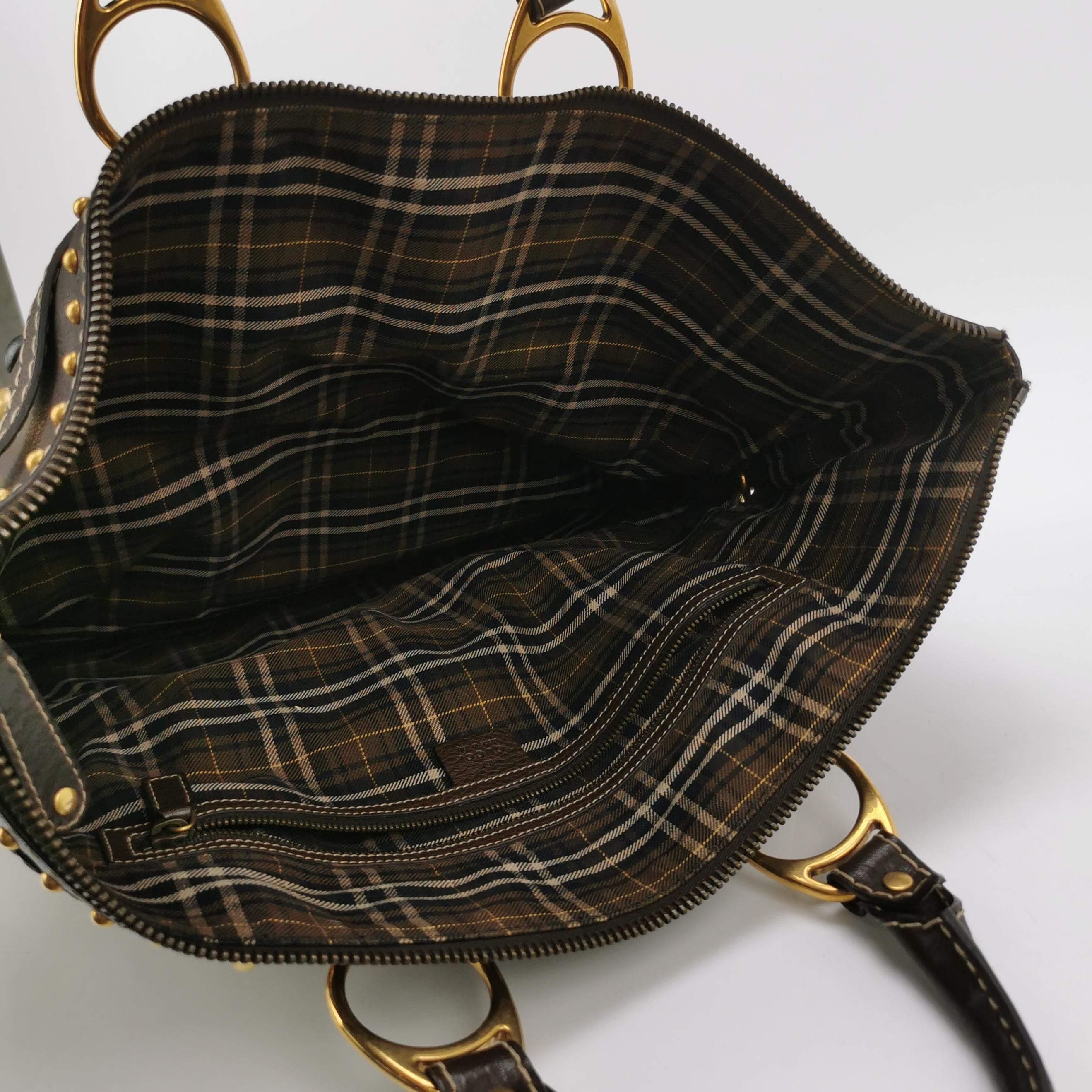 Gucci GG Canvas and Leather Studded Shoulder Bag 250222781075294