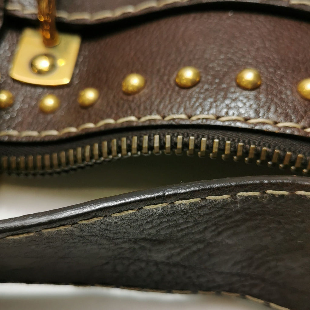 Gucci GG Canvas and Leather Studded Shoulder Bag 250222781075294