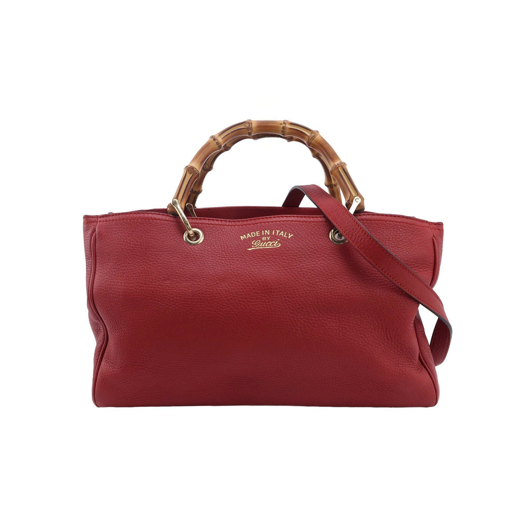 Gucci Miss Bamboo Large Leather Solid Logo Bamboo Handle Shoulder Bag 250221781073238