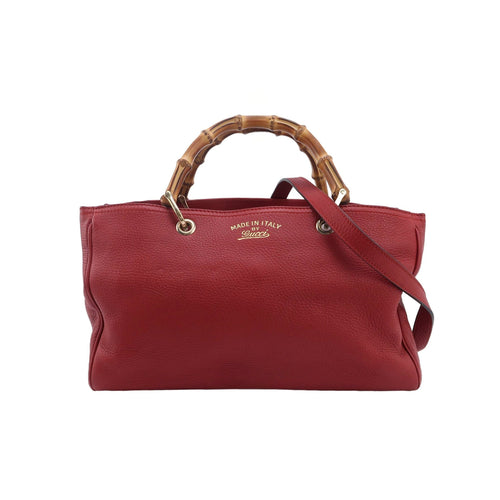 Gucci Miss Bamboo Large Leather Solid Logo Bamboo Handle Shoulder Bag 250221781073238