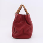 Gucci Miss Bamboo Large Leather Solid Logo Bamboo Handle Shoulder Bag 250221781073238