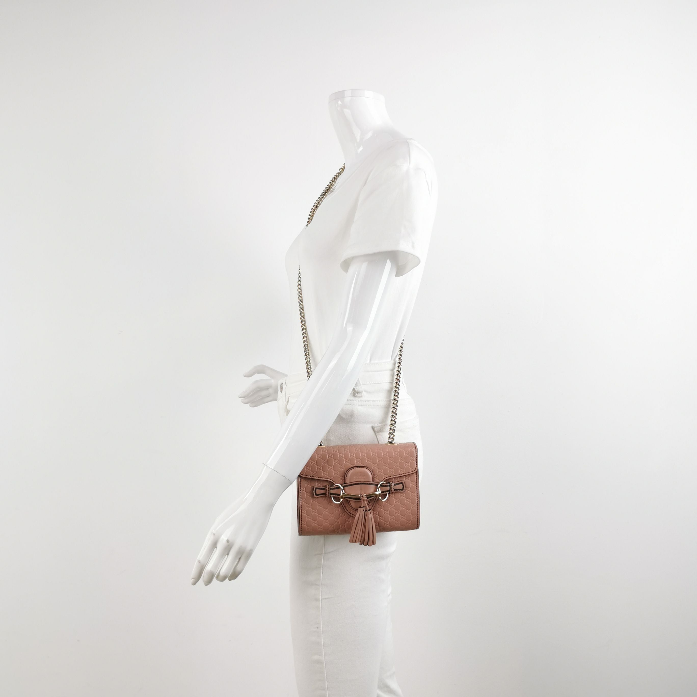 Gucci Emily Mini Leather Tassel Horsebit Shoulder Bag 250208781054993
