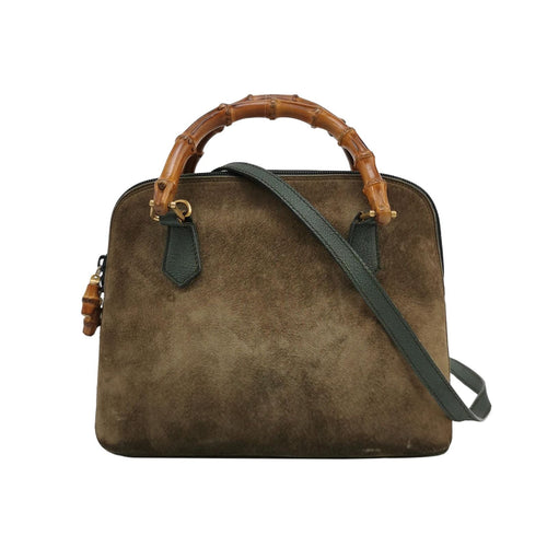 Gucci Suede Bamboo Handle Crossbody Shoulder Bag 250129781045671