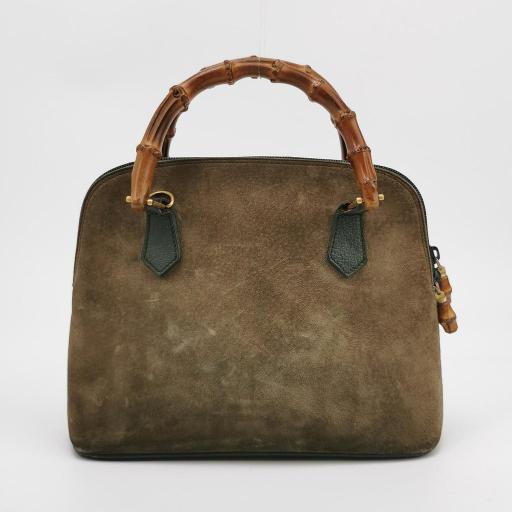 Gucci Suede Bamboo Handle Crossbody Shoulder Bag 250129781045671