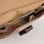 Gucci Daily Small Leather Solid Bamboo Twist Lock Crossbody Shoulder Bag 250127781044675