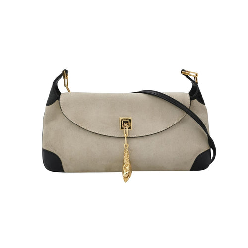 Gucci Suede and Leather Tiger Head Crossbody Shoulder Bag 250112781022204