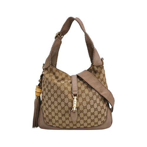 Gucci Jackie Leather Canvas GG Monogram Metal Buckle Crossbody Shoulder Bag 250107781014711