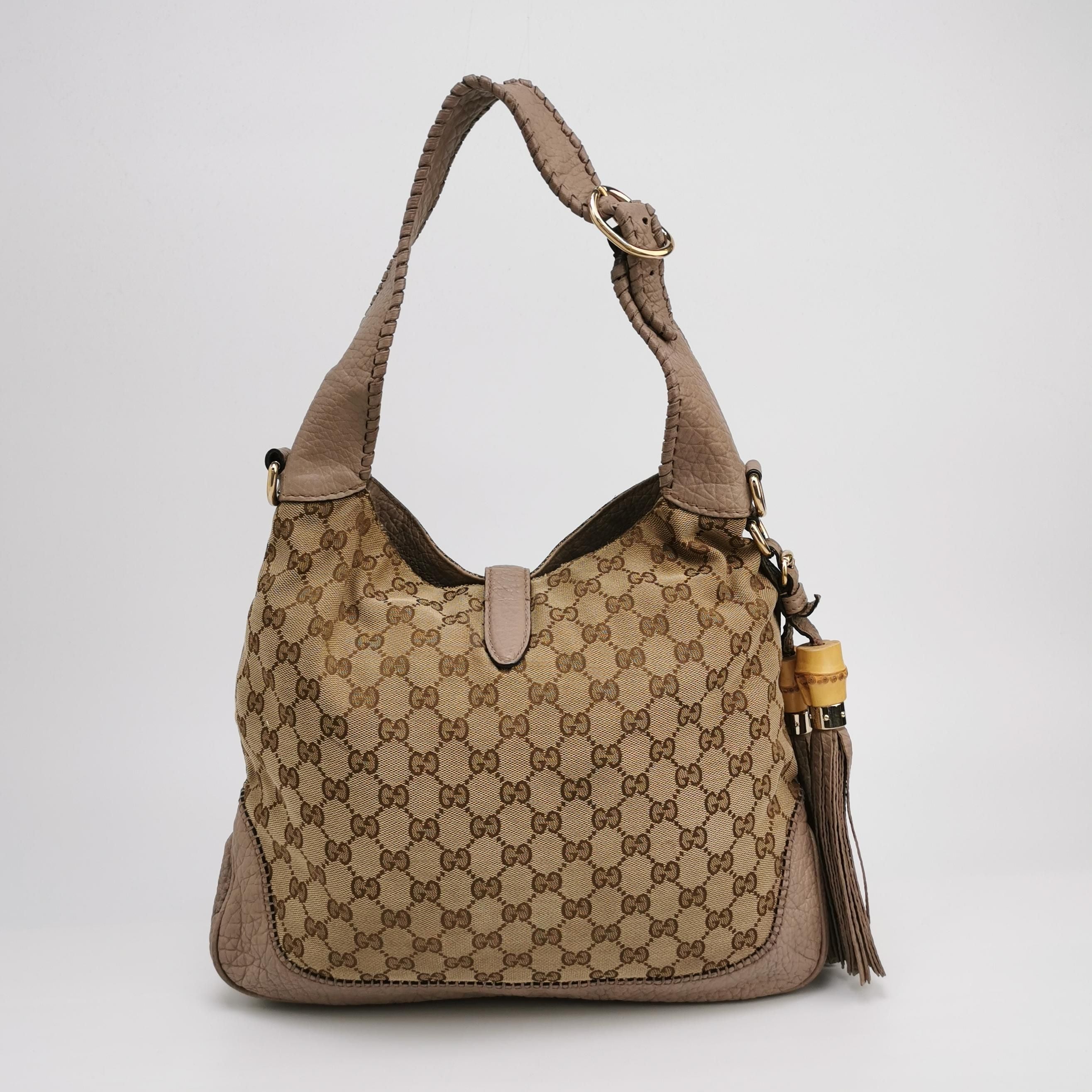 Gucci Jackie Leather Canvas GG Monogram Metal Buckle Crossbody Shoulder Bag 250107781014711