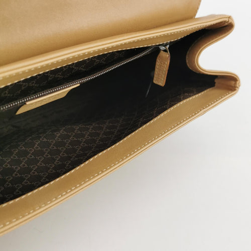 Gucci Leather Solid Color Lock Flap Shoulder Bag 250103781008501