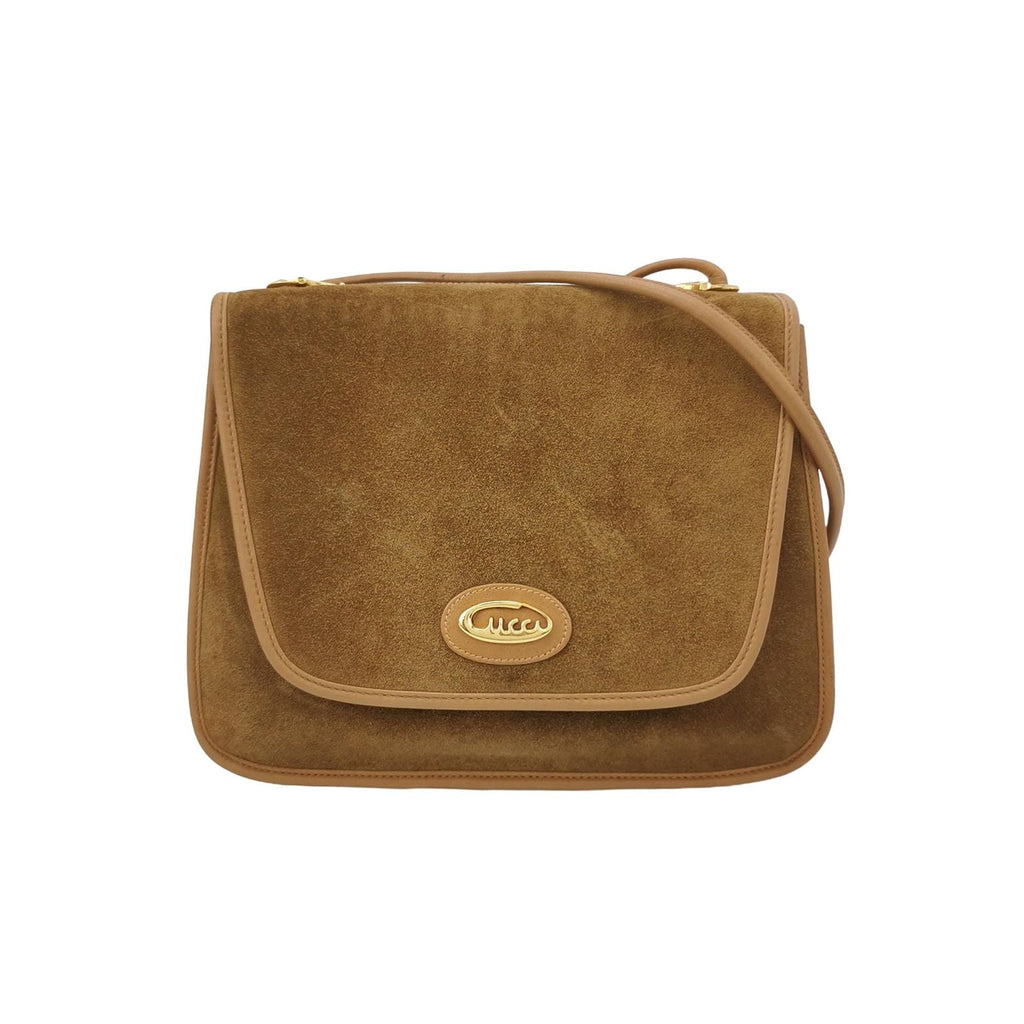Gucci Suede Solid Flap Shoulder Bag 24121978988947