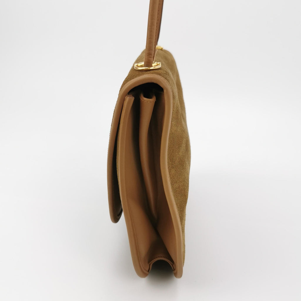 Gucci Suede Solid Flap Shoulder Bag 24121978988947