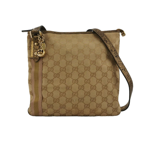 Gucci GG Canvas and Leather Studded Zip Shoulder Bag 24121178979390